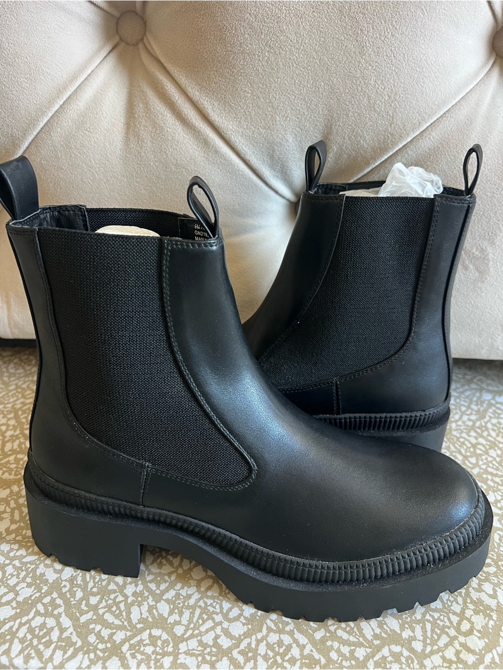 BCBGeneration Black Chunky Chelsea Ankle Boots